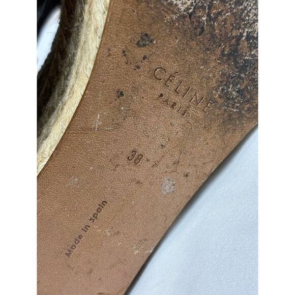 Celine Paris Espadrilles Wedges Platform Sandals Brown Leather Size 38 Buckle - Picture 11 of 16